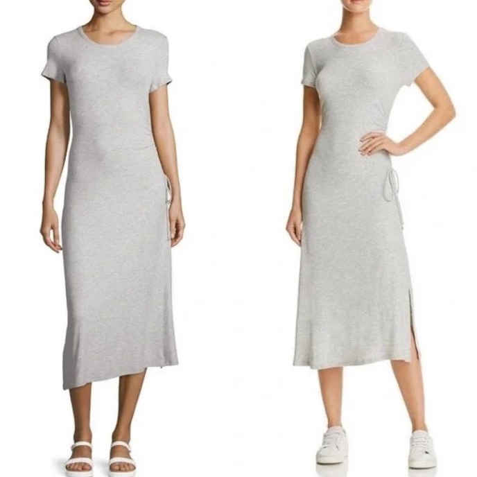 Theory Knit Casual Midi Dress W/Slit And Adjustable Ruching